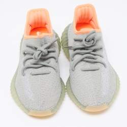 Pre Owned Yeezy x Adidas Grey Knit Fabric Boost 350-v2 desert sage Sneakers Size 38