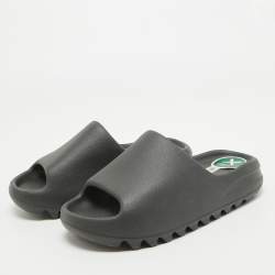 Pre Owned Yeezy x Adidas Black Rubber Onyx Flat Slides Size 37