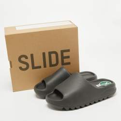 Pre Owned Yeezy x Adidas Black Rubber Onyx Flat Slides Size 37