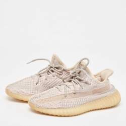 Pre Owned Yeezy x Adidas Pink Knit Fabric Boost 350 V2 Synth Non Reflective Sneakers Size 39 1/3