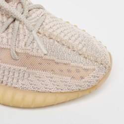 Pre Owned Yeezy x Adidas Pink Knit Fabric Boost 350 V2 Synth Non Reflective Sneakers Size 39 1/3