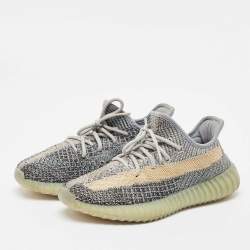 Pre Owned Yeezy x Adidas Blue Knit Fabric Boost 350 V2 Ash Blue Sneakers Size 38 2/3