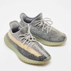 Pre Owned Yeezy x Adidas Blue Knit Fabric Boost 350 V2 Ash Blue Sneakers Size 38 2/3