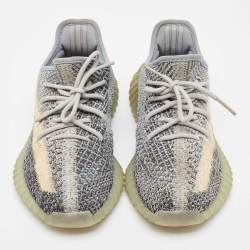 Pre Owned Yeezy x Adidas Blue Knit Fabric Boost 350 V2 Ash Blue Sneakers Size 38 2/3