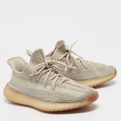 Yeezy x Adidas Beige/Grey Knit Fabric Boost 350 V2 Static Sneakers Size 39 1/3