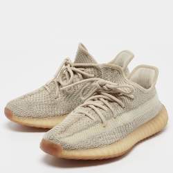 Yeezy x Adidas Beige/Grey Knit Fabric Boost 350 V2 Static Sneakers Size 39 1/3