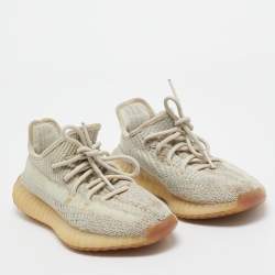 Yeezy x adidas Beige/Grey Knit Fabric Boost 350 V2 Citrin Sneakers Size 371/3