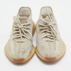Yeezy x adidas Beige/Grey Knit Fabric Boost 350 V2 Citrin Sneakers Size 371/3
