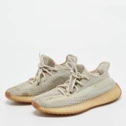 Yeezy x adidas Beige/Grey Knit Fabric Boost 350 V2 Citrin Sneakers Size 371/3