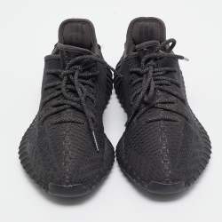 Pre Owned Yeezy x Adidas Black Mesh and Fabric Boost 350 V2 Black Sneakers Size 40