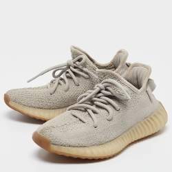 Yeezy x adidas Grey Knit Fabric Boost 350 V2 Sesame Sneakers Size 36