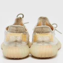 Pre Owned Yeezy x Adidas Off White Knit Fabric Boost 350 V2 Light Sneakers Size 41 1/3