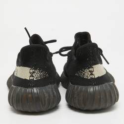 Pre Owned Yeezy x Adidas Black/White Knit Fabric Boost 350 V2 Sneakers Size 40 2/3