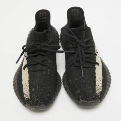 Pre Owned Yeezy x Adidas Black/White Knit Fabric Boost 350 V2 Sneakers Size 40 2/3