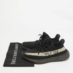 Pre Owned Yeezy x Adidas Black/White Knit Fabric Boost 350 V2 Sneakers Size 40 2/3