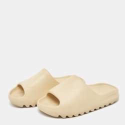 Pre Owned Yeezy x Adidas Cream Rubber Bone Slides Size 36.5