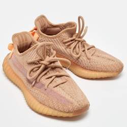 Yeezy x Adidas Orange Knit Fabric Boost 350 V2 Clay Sneakers Size 36