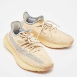 Yeezy x Adidas Light Yellow Knit Fabric Boost 350 V2 Linen Sneakers Size 37 1/3