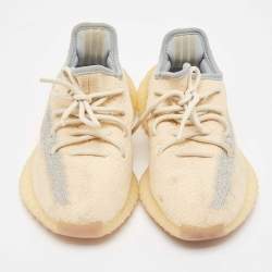 Yeezy x Adidas Light Yellow Knit Fabric Boost 350 V2 Linen Sneakers Size 37 1/3