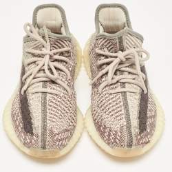 Pre Owned Yeezy x Adidas Beige/Brown Knit Fabric Boost 350 V2 Zyon Sneakers Size 37 1/3