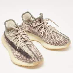 Pre Owned Yeezy x Adidas Beige/Brown Knit Fabric Boost 350 V2 Zyon Sneakers Size 37 1/3