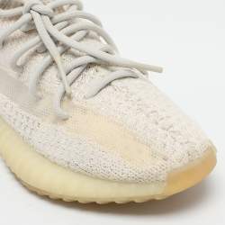 Pre Owned Yeezy x Adidas Off White Knit Fabric Boost 350 V2 'Light' Sneakers Size 39 1/3