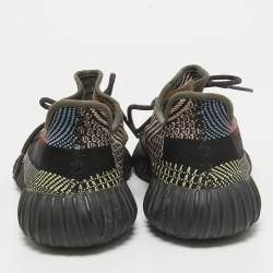 Pre Owned Yeezy x Adidas Black Knit Fabric Boost 350 V2 Yecheil Sneakers Size 40