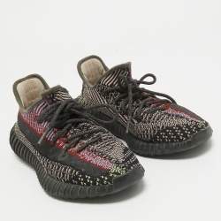 Pre Owned Yeezy x Adidas Black Knit Fabric Boost 350 V2 Yecheil Sneakers Size 40