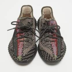 Pre Owned Yeezy x Adidas Black Knit Fabric Boost 350 V2 Yecheil Sneakers Size 40