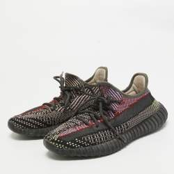 Pre Owned Yeezy x Adidas Black Knit Fabric Boost 350 V2 Yecheil Sneakers Size 40
