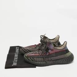 Pre Owned Yeezy x Adidas Black Knit Fabric Boost 350 V2 Yecheil Sneakers Size 40
