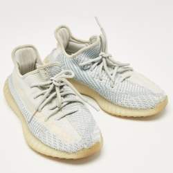 Yeezy x Adidas Blue/White Knit Fabric Boost 350 V2 Cloud White Non-Reflective Sneakers 40 2/3 