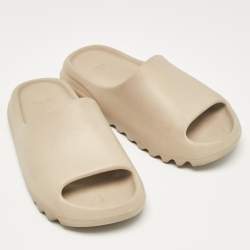 Pre Owned Yeezy x Adidas Beige Rubber Pure Slides Size 38.5