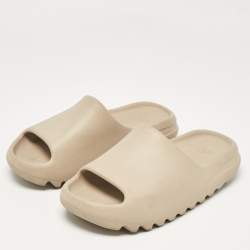 Pre Owned Yeezy x Adidas Beige Rubber Pure Slides Size 38.5