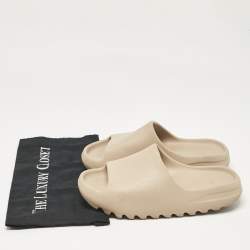 Pre Owned Yeezy x Adidas Beige Rubber Pure Slides Size 38.5