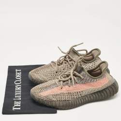 Pre Owned Yeezy x Adidas Brown/Beige Knit Fabric Boost 350 V2 Ash Stone Sneakers Size 38 2/3