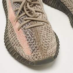 Pre Owned Yeezy x Adidas Brown/Beige Knit Fabric Boost 350 V2 Ash Stone Sneakers Size 38 2/3