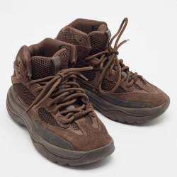 Pre Owned Yeezy x Adidas Brown Suede and Mesh Oil Desert Boots Size 39 1/3