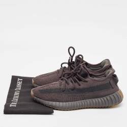 Pre Owned Yeezy x Adidas Black Knit Fabric Boost 350 V2 Cinder Sneakers Size 41 1/3