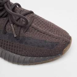 Pre Owned Yeezy x Adidas Black Knit Fabric Boost 350 V2 Cinder Sneakers Size 41 1/3