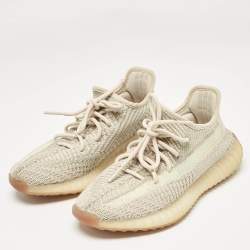 Pre Owned Yeezy x Adidas Grey Knit Fabric Boost 350 V2 NR Sneakers Size 38