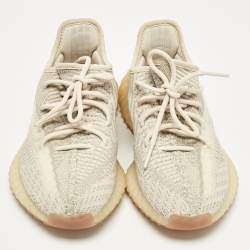 Pre Owned Yeezy x Adidas Grey Knit Fabric Boost 350 V2 NR Sneakers Size 38