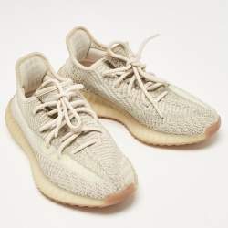 Pre Owned Yeezy x Adidas Grey Knit Fabric Boost 350 V2 NR Sneakers Size 38