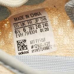 Pre Owned Yeezy x adidas Light Beige Knit Fabric Boost 350 V2 Linen Sneakers Size 39 1/3