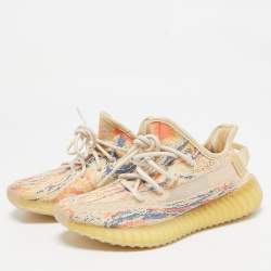 Pre Owned Yeezy x Adidas Multicolor Knit Fabric Boost 350 V2 Mx-Oat  Sneakers Size 36 1/3