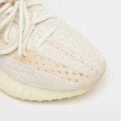 Pre Owned Yeezy x Adidas White Knit Fabric Boost 350 V2 Bone Sneakers Size 36 2/3
