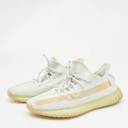 Yeezy x Adidas Blue/White Knit Fabric Boost 350 V2 Cloud White Non-Reflective Sneakers 39 1/3