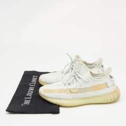 Yeezy x Adidas Blue/White Knit Fabric Boost 350 V2 Cloud White Non-Reflective Sneakers 39 1/3