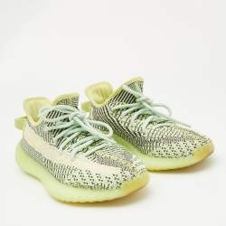 Pre Owned Yeezy x Adidas Green Knit Fabric Boost 350 V2 Yeezreel (non reflective) Sneakers Size 38