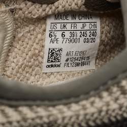 Pre Owned Yeezy x Adidas Brown/White Knit Fabric Boost 350 V2 Zyon Sneakers Size 39 1/3 